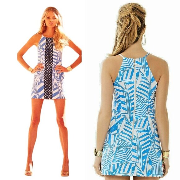 Lilly Pulitzer Annabelle Bay Blue Yacht Sea Rope Shift Dress 12 41662 - Picture 1 of 10
